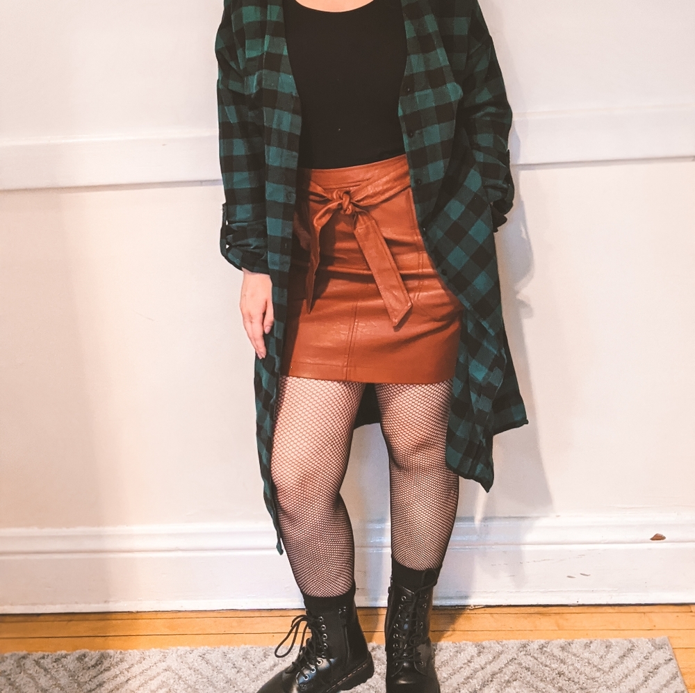 Tan Faux Leather Mini Skirt
